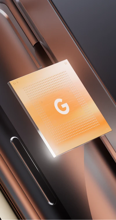 Orange processor with the Google logo.